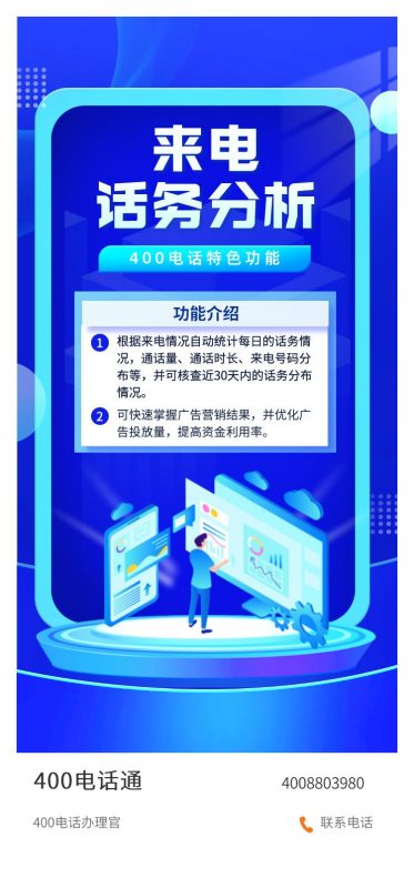 400电话功能—来电话务分析-400电话选购平台