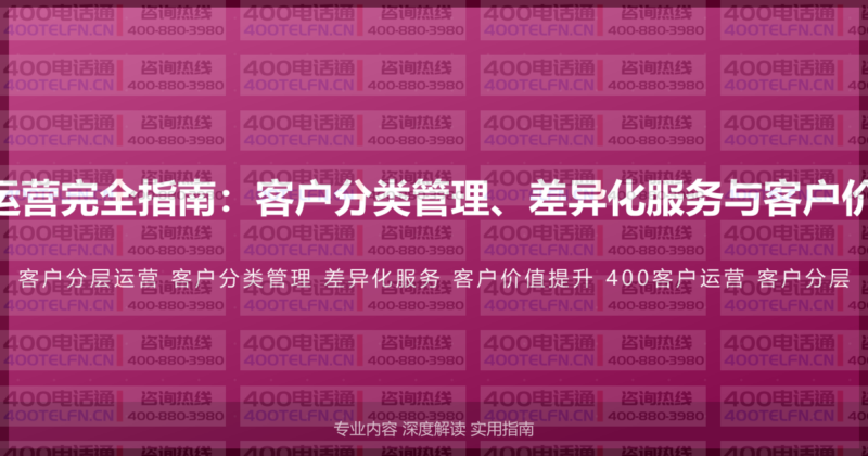 400电话客户分层运营完全指南：客户分类管理、差异化服务与客户价值提升的系统方法-400电话选购平台