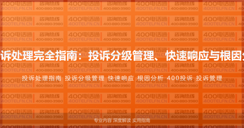 400电话客户投诉处理完全指南：投诉分级管理、快速响应与根因分析的系统方法-400电话选购平台