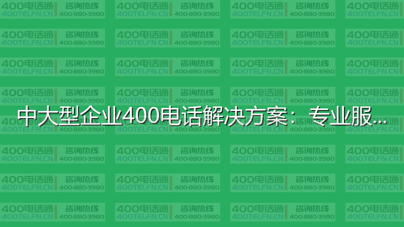 中大型企业400电话解决方案：专业服务的最佳配置-400电话选购平台