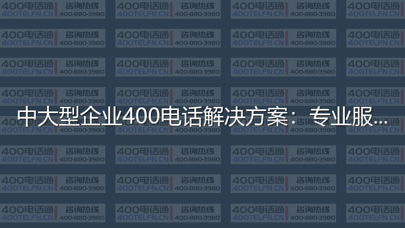 中大型企业400电话解决方案：专业服务的最佳配置-400电话选购平台