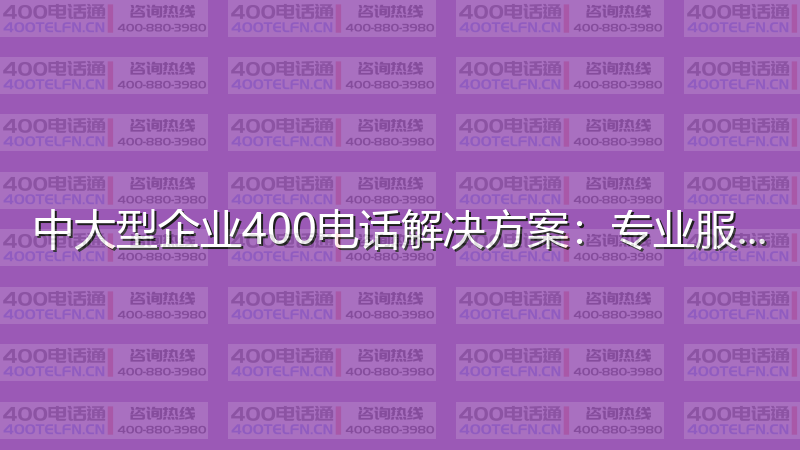 中大型企业400电话解决方案：专业服务的最佳配置-400电话选购平台