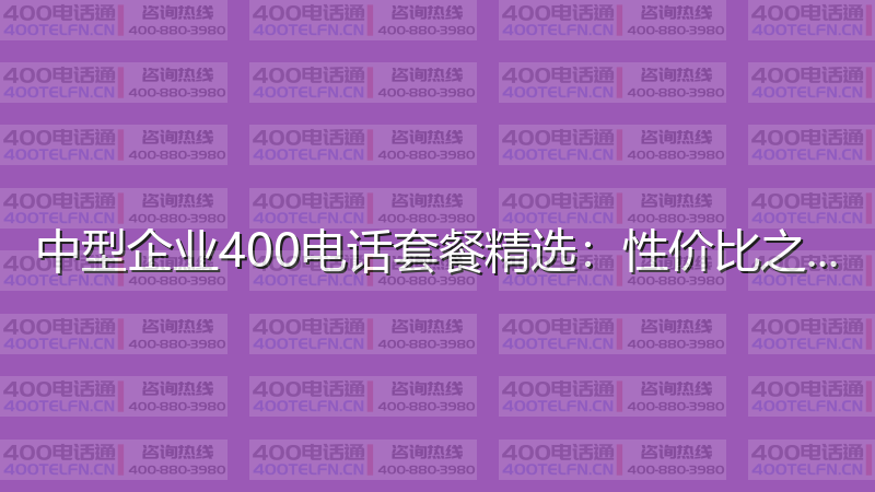 中型企业400电话套餐精选：性价比之选-400电话选购平台
