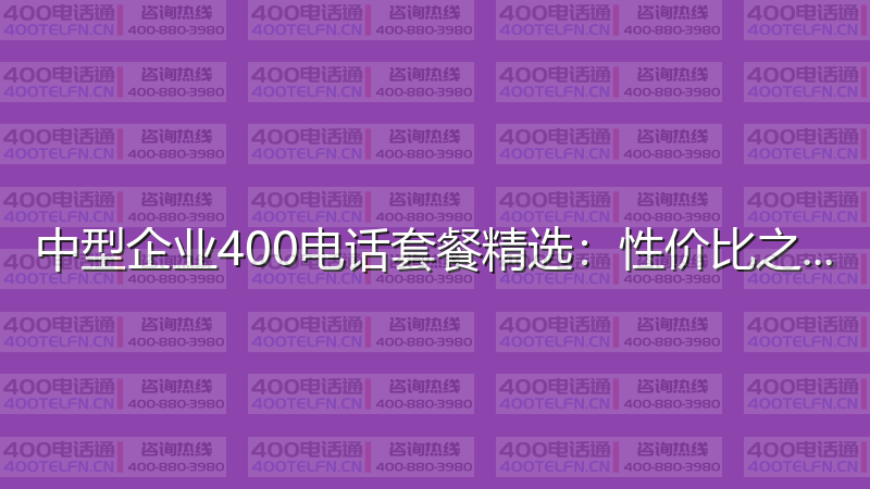 中型企业400电话套餐精选：性价比之选-400电话选购平台
