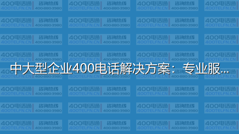 中大型企业400电话解决方案：专业服务的最佳配置-400电话选购平台