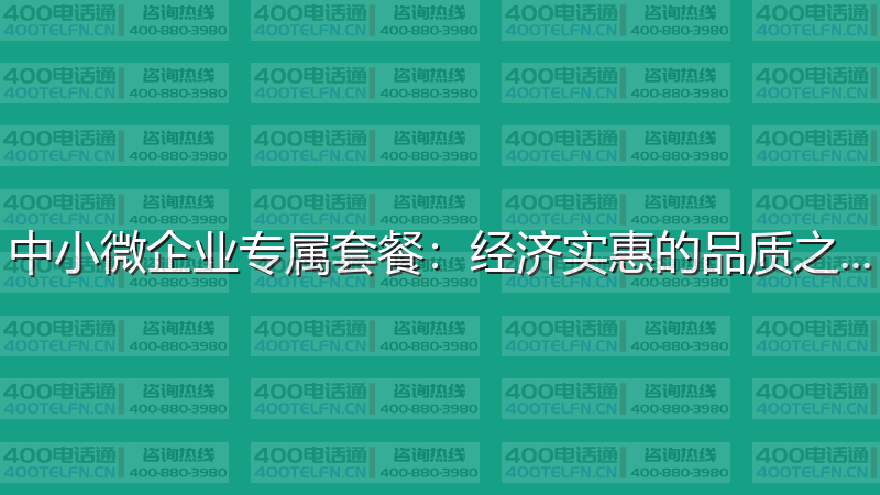 中小微企业专属套餐：经济实惠的品质之选-400电话选购平台