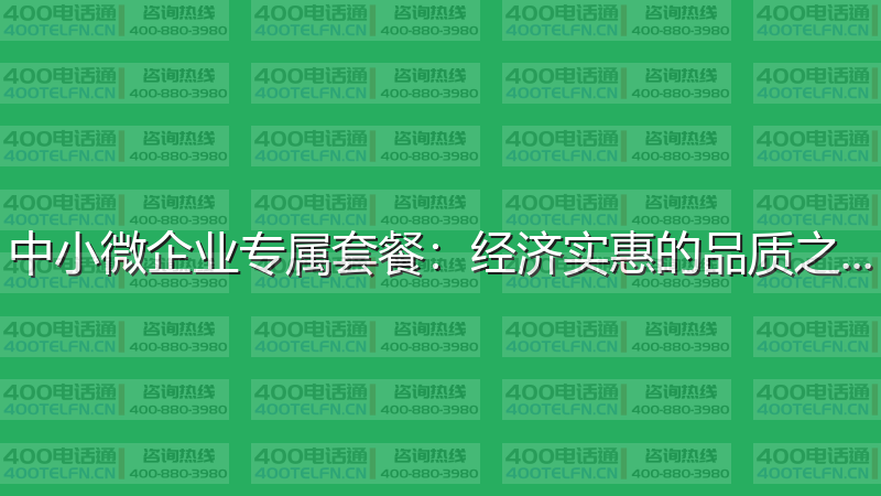 中小微企业专属套餐：经济实惠的品质之选-400电话选购平台