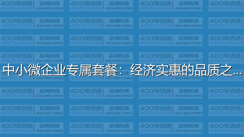中小微企业专属套餐：经济实惠的品质之选-400电话选购平台