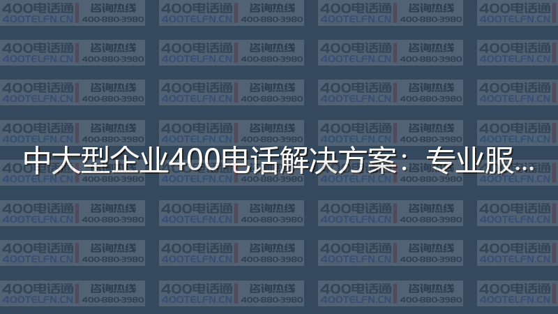 中大型企业400电话解决方案：专业服务的最佳配置-400电话选购平台