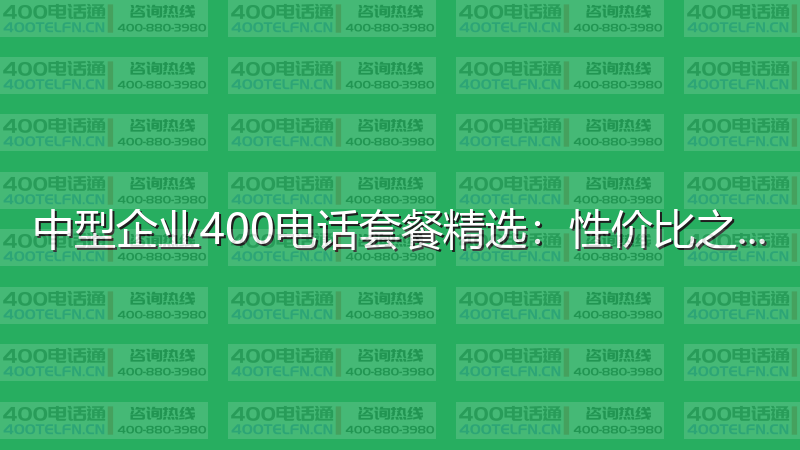 中型企业400电话套餐精选：性价比之选-400电话选购平台
