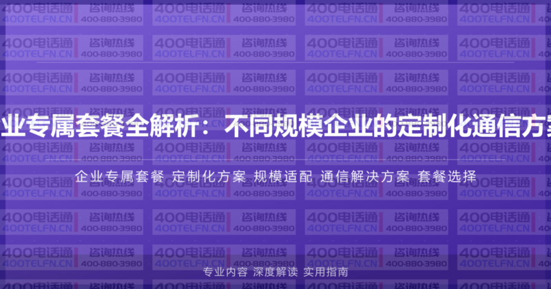 400电话企业专属套餐全解析:不同规模企业的定制化通信方案选择指南-400电话选购平台
