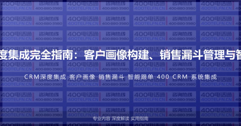 400电话与CRM深度集成完全指南：客户画像构建、销售漏斗管理与智能跟单的系统方案-400电话选购平台